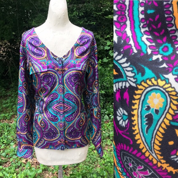 Anne Klein Tops - Anne Klein Purple Paisley Blouse